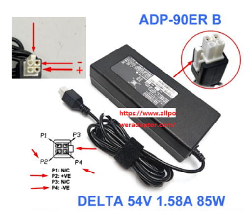 NEW 54V 1.58A 85W Ac/DC Adapter DAB2329205T Genuine Delta ADP-90ER B P/N 341-101090-01 PSU Power Supply